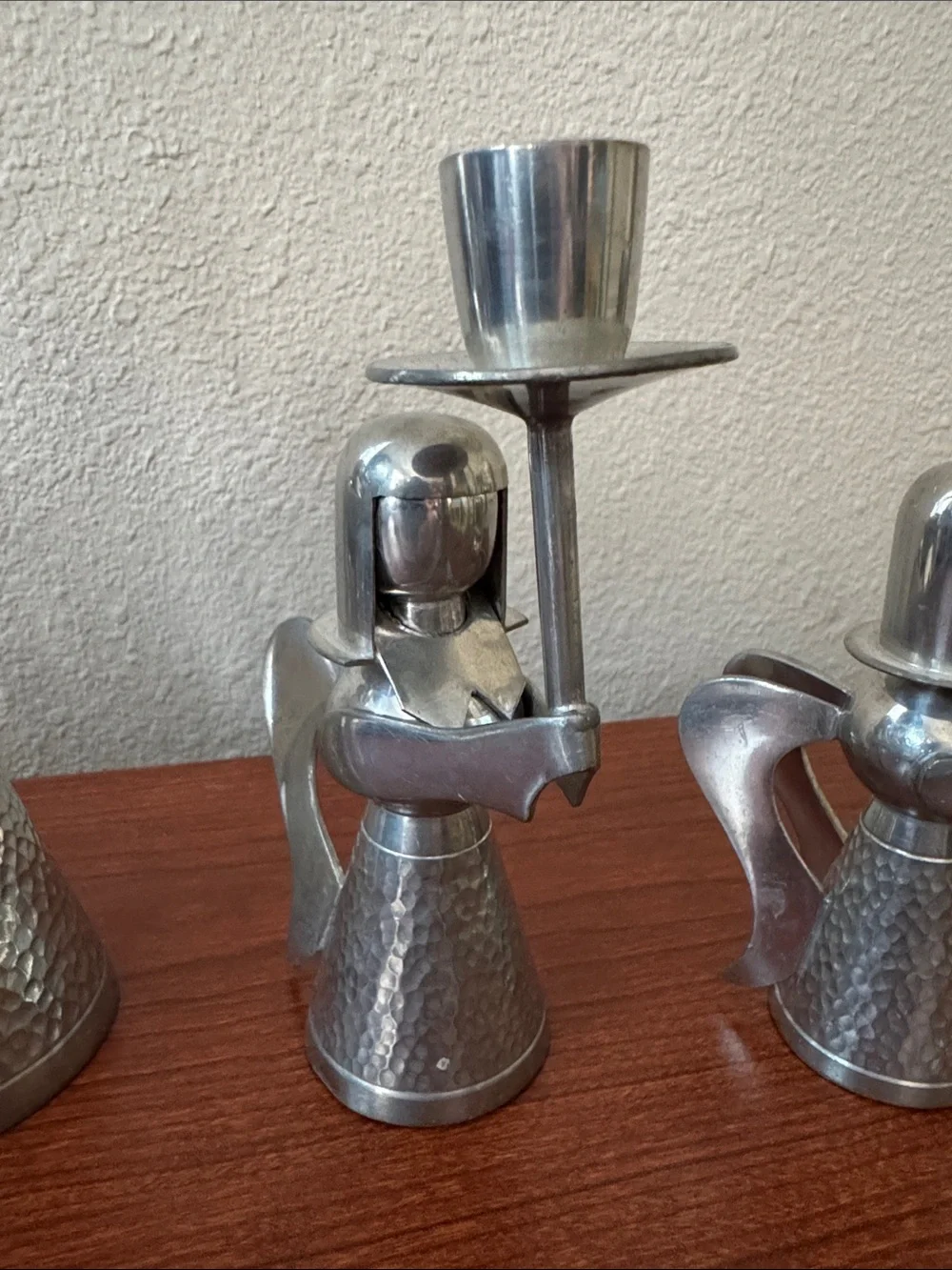 VTG MCM Retro Mod Set of 4 of Banka Tin Aluminum Metal Angel Candle Holders
